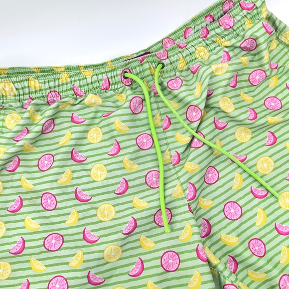 Party Sharks Other - Party Sharks Swim Trunks Mens XXL Green Citrus Fruit Striped Beach